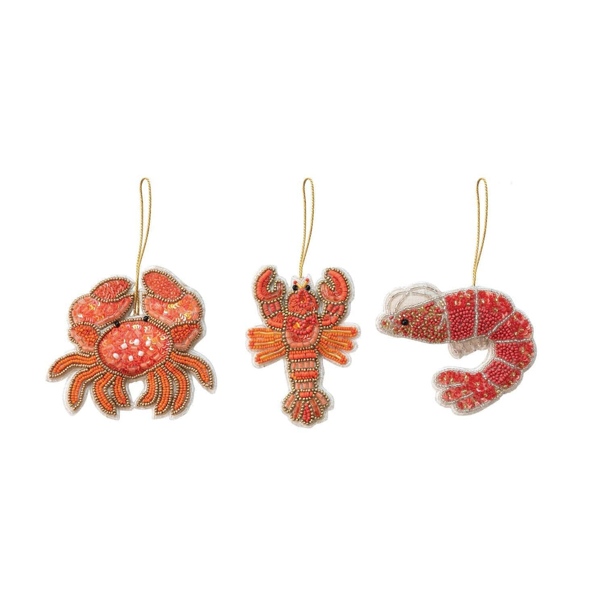 Creative Co-op Handmade Beaded Fabric Crustacean Ornament with Sequins, 3 Styles Available - Little Miss Muffin Children & Home