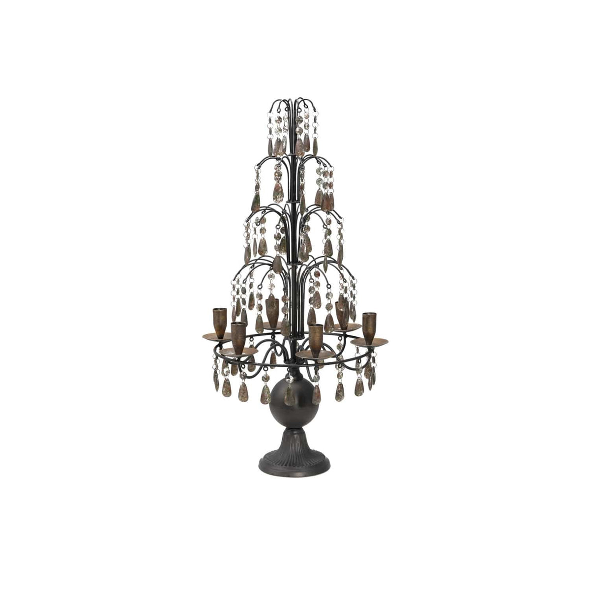 Creative Co-op Smoke Crystal & Matte Black 6-Taper Candelabra