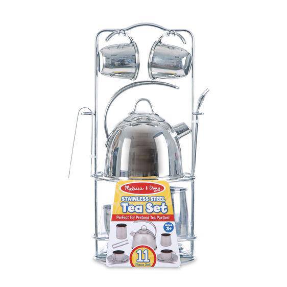 Melissa & Doug - Melissa & Doug Stainless Steel Tea Set and Storage Stand - Little Miss Muffin Children & Home