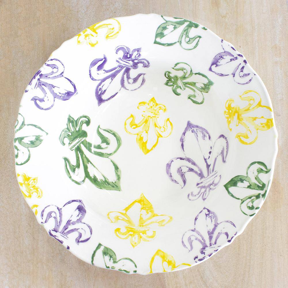 The Royal Standard - The Royal Standard Watercolor Mardi Gras Fleur de Lis Serving Bowl - Little Miss Muffin Children & Home