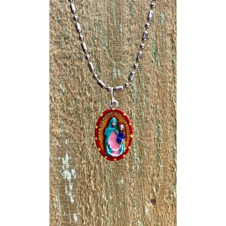 Saints For Sinners Saints For Sinners Our Lady Queen of the Rosary Hand Painted Medal - Little Miss Muffin Children & Home