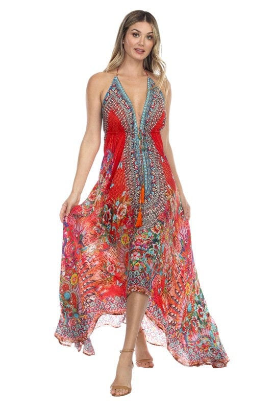 La Moda Hindu La Moda Maxi Dress with Asjustable Neck Tie - Little Miss Muffin Children & Home