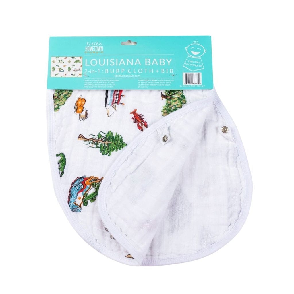LHT - Little Hometown Little Hometown Louisiana Baby 2-in-1 Burp Cloth and Bib - Little Miss Muffin Children & Home