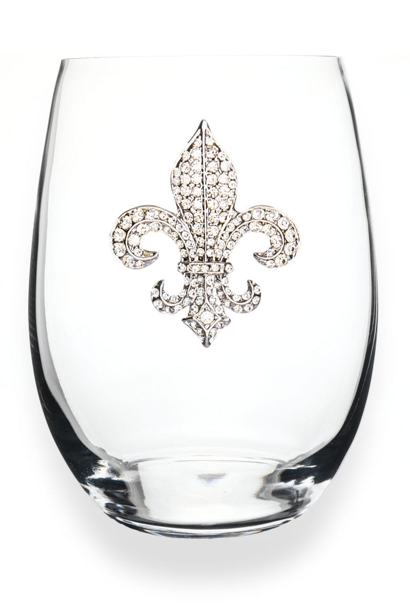 Queen Jewels Queen Jewels Diamond Fleur de Lis Jeweled Stemless Wine Glass - Little Miss Muffin Children & Home