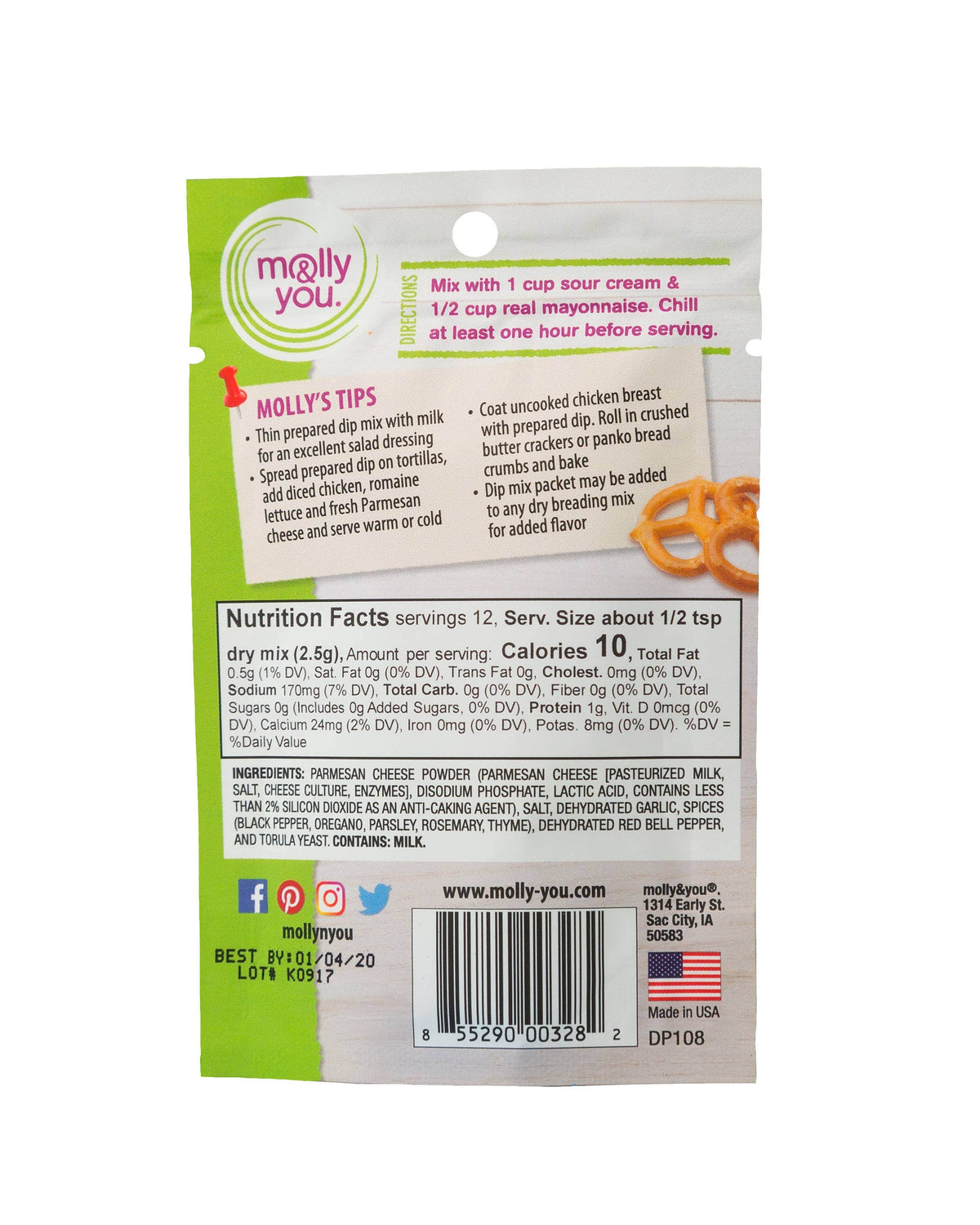 Molly & You Molly & You Party Dip Mix Packets - Little Miss Muffin Children & Home