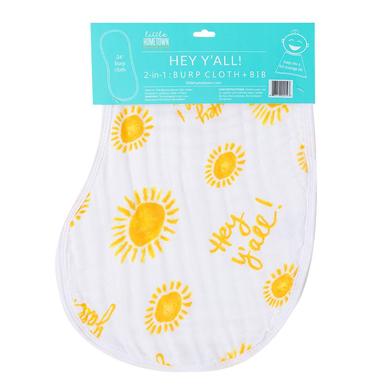 Little Hometown Little Hometown Hey Yall! 2-in-1 Burp Cloth and Bib - Little Miss Muffin Children & Home