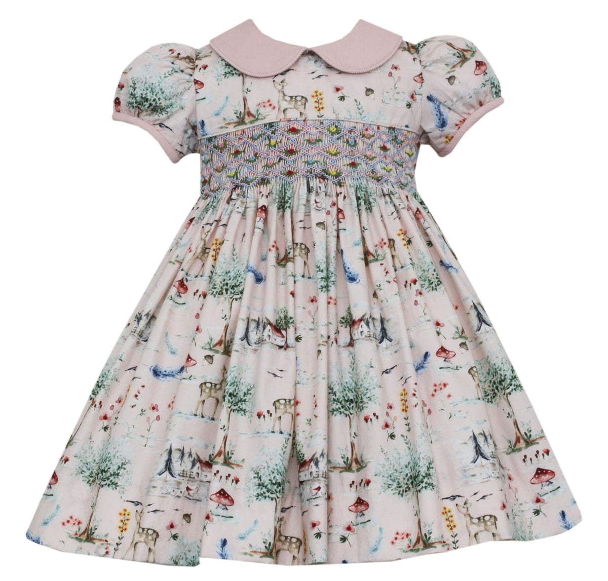 Anavini Anavini Reindeer Smocked Float Dress - Little Miss Muffin Children & Home