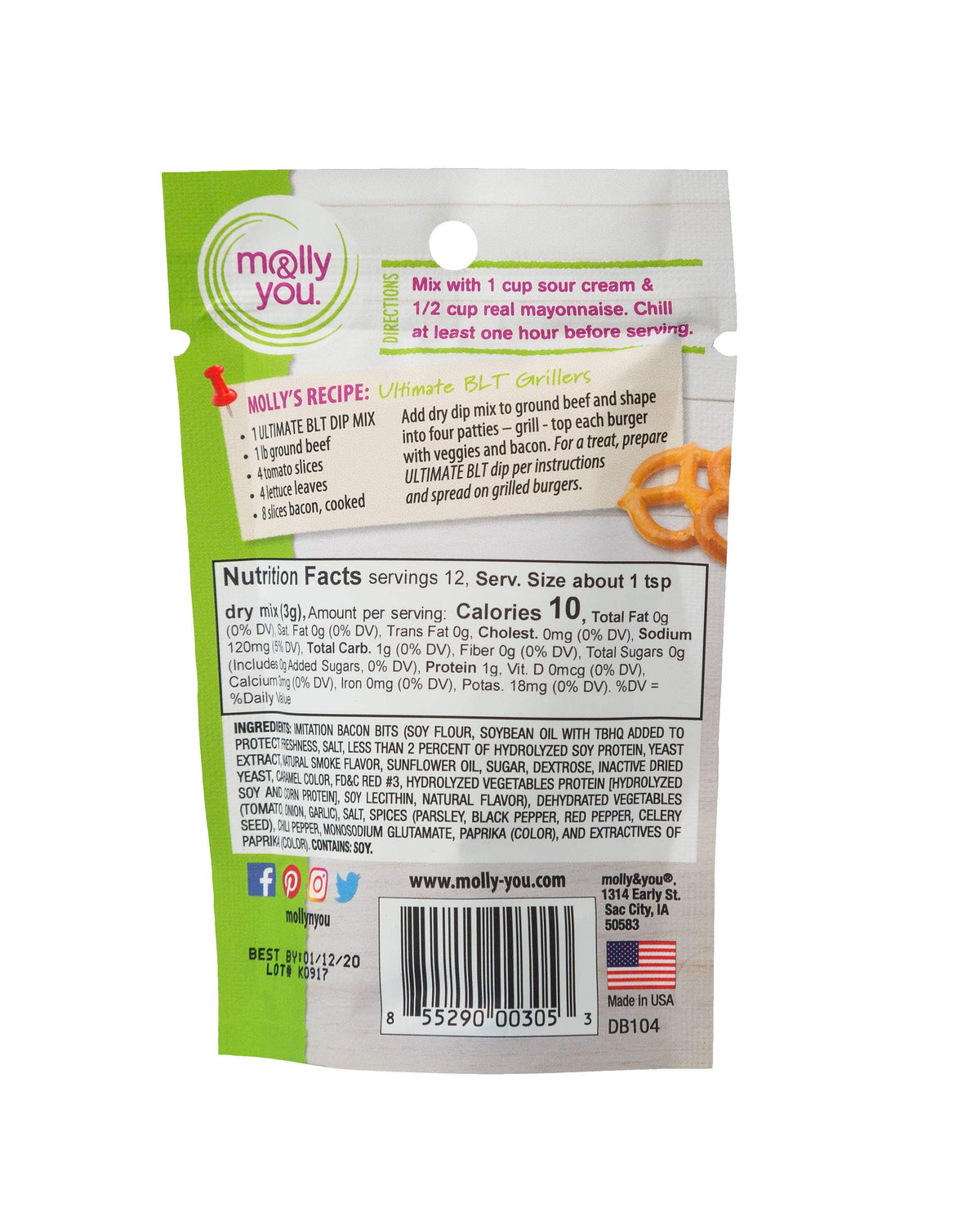 Molly & You Molly & You Party Dip Mix Packets - Little Miss Muffin Children & Home