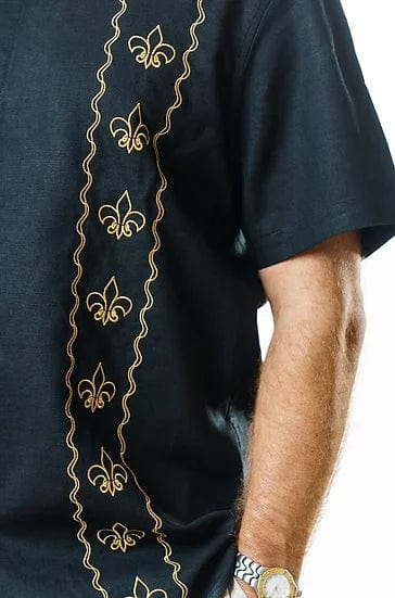 DMS - Dat Mambo Shirt Dat Mambo Black Fleur De Lis Edition Guayabera Shirt - Little Miss Muffin Children & Home