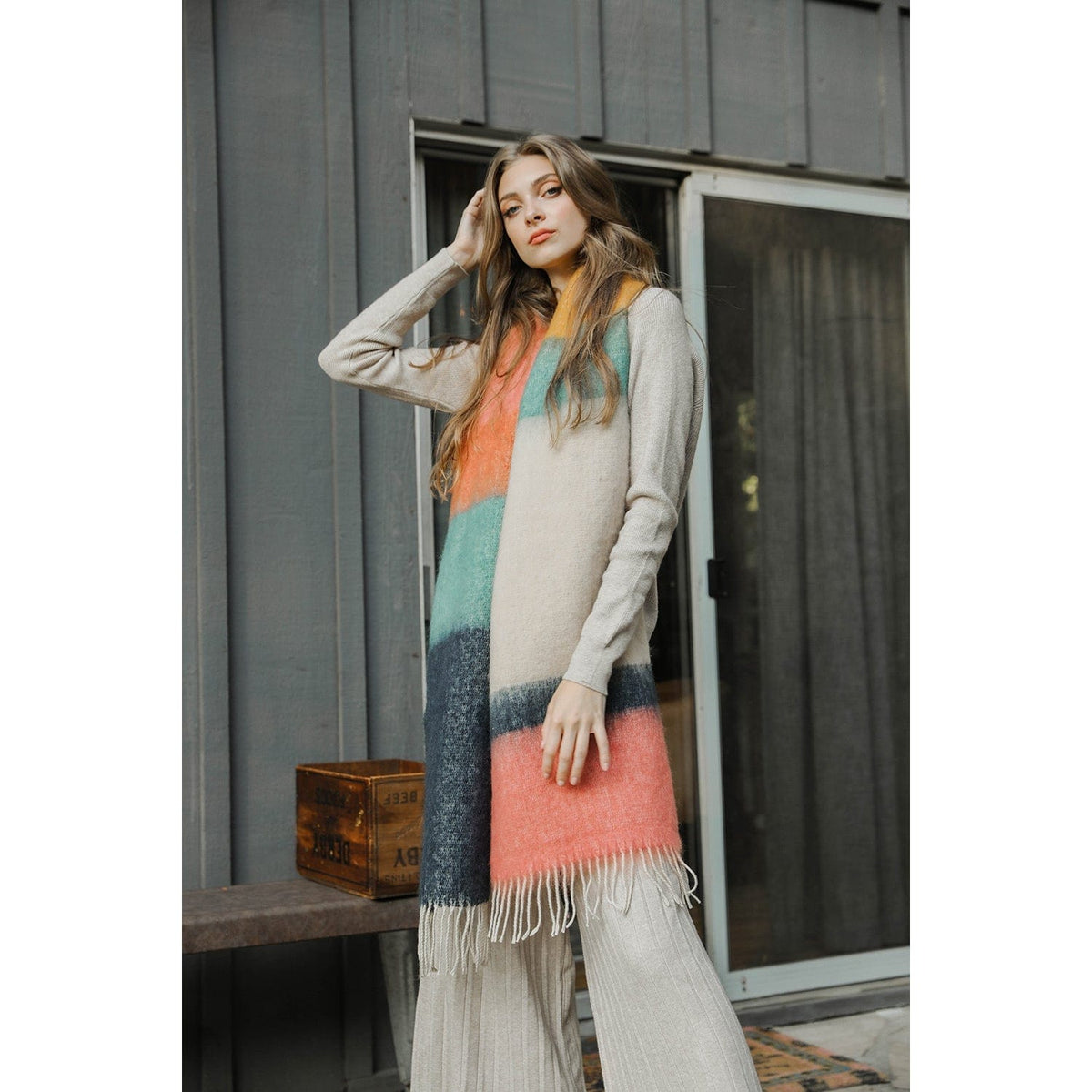 LAC - Leto Accessories Leto Accessories Color Block Mohair Scarf - Little Miss Muffin Children & Home