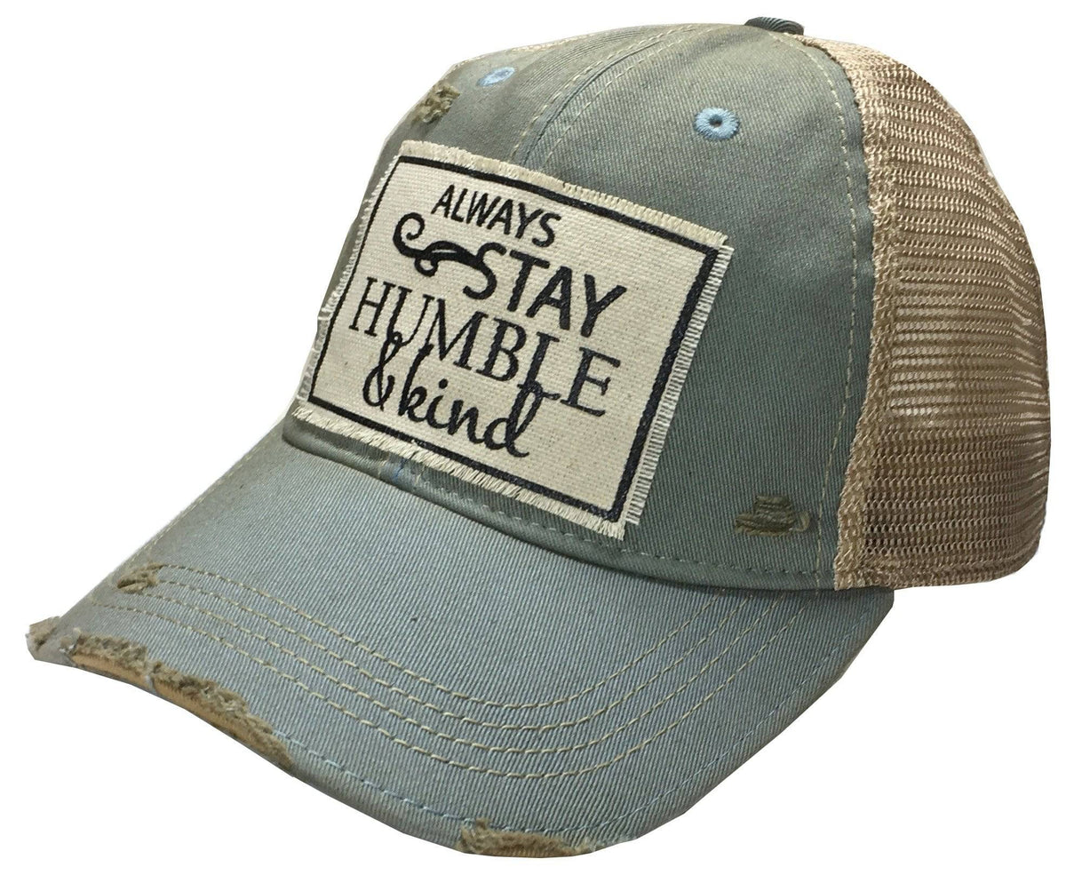 Vintage Life - Vintage Life “Always Stay Humble & Be Kind” Distressed Trucker Cap in Light Blue - Little Miss Muffin Children & Home