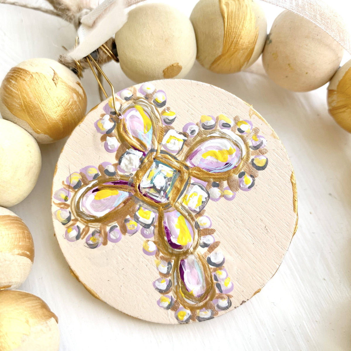 Toodle Lou Designs - Toodle Lou Designs Cross Wooden Bead Art - Little Miss Muffin Children & Home