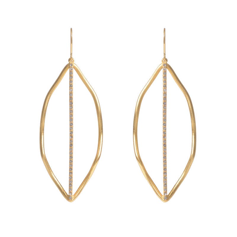 Rebel Designs Rebel Designs Gold Leaf Earrings with Black Diamonds - Little Miss Muffin Children & Home