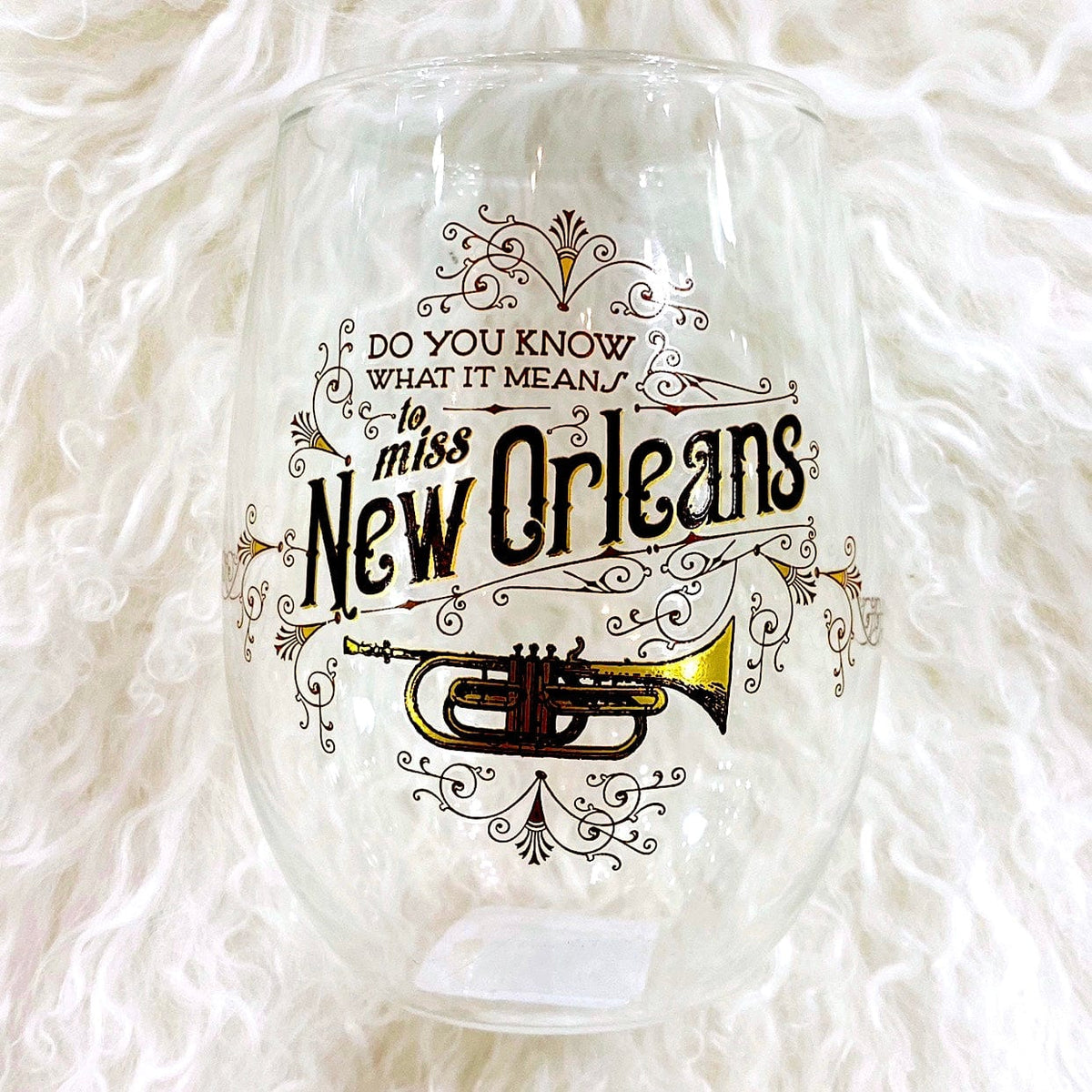 The Parish Line - The Parish Line "Do You Know What It Means To Miss New Orleans?" Stemless Wine Glass - Little Miss Muffin Children & Home