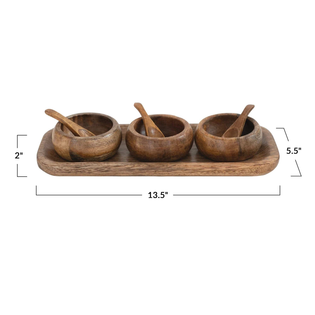 Bloomingville Bloomingville Mango Wood tray with 3 Bowls and Spoons - Little Miss Muffin Children & Home