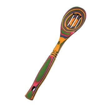 Island Bamboo 12" Rainbow Pakka Wood Slotted Spoon