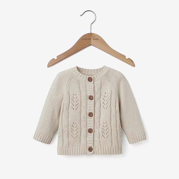 Elegant Baby Elegant Baby Wheat Leaf Pointelle Knit Baby Cardigan - Little Miss Muffin Children & Home