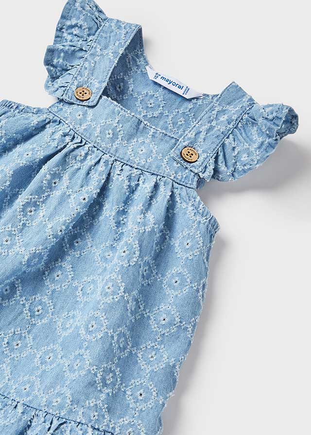 Mayoral Mayoral Denim Eyelet Dress - Little Miss Muffin Children & Home