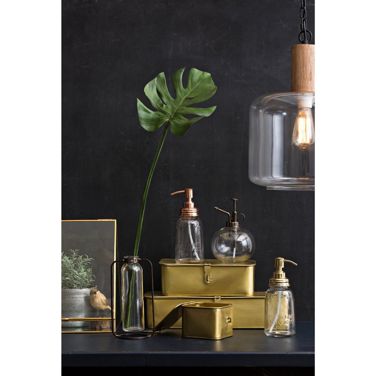 Creative Co-op Creative Co-op Glass Vase in Metal Stand - Little Miss Muffin Children & Home