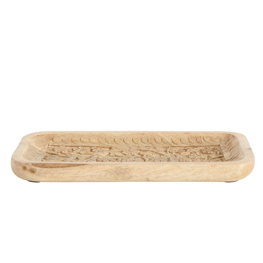 Creative Co-Op Creative Co-Op Hand-Carved Mango Wood Tray 10"x6" - Little Miss Muffin Children & Home