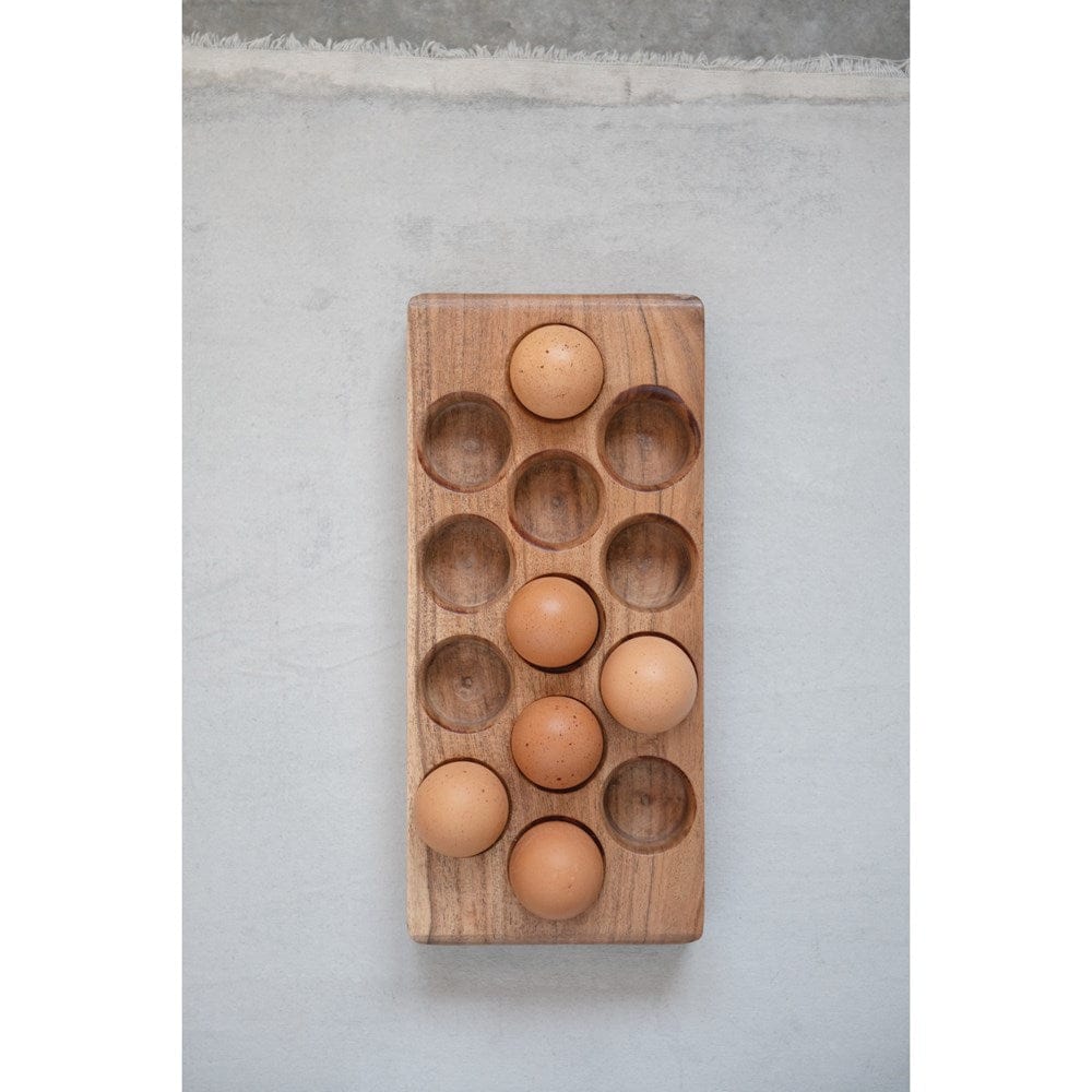 Creative Co-Op Creative Co-op Acacia Wood Egg Tray - Little Miss Muffin Children & Home