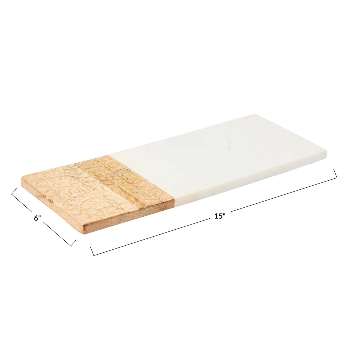 Creative Co-op Creative Co-op Marble & Hand-Carved Wood Serving Board - Little Miss Muffin Children & Home