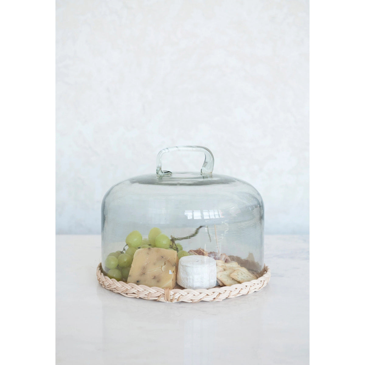 Creative Co-op Creative Co-op Glass Cloche with Rattan Base, Set of 2 - Little Miss Muffin Children & Home