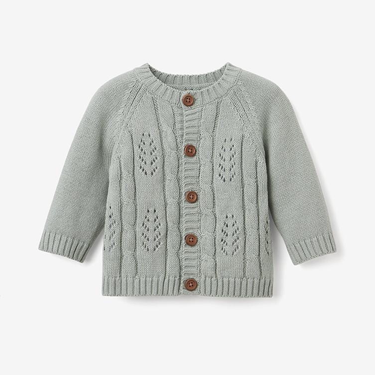 Elegant Baby Elegant Baby Sage Leaf Pointelle Knit Baby Cardigan - Little Miss Muffin Children & Home