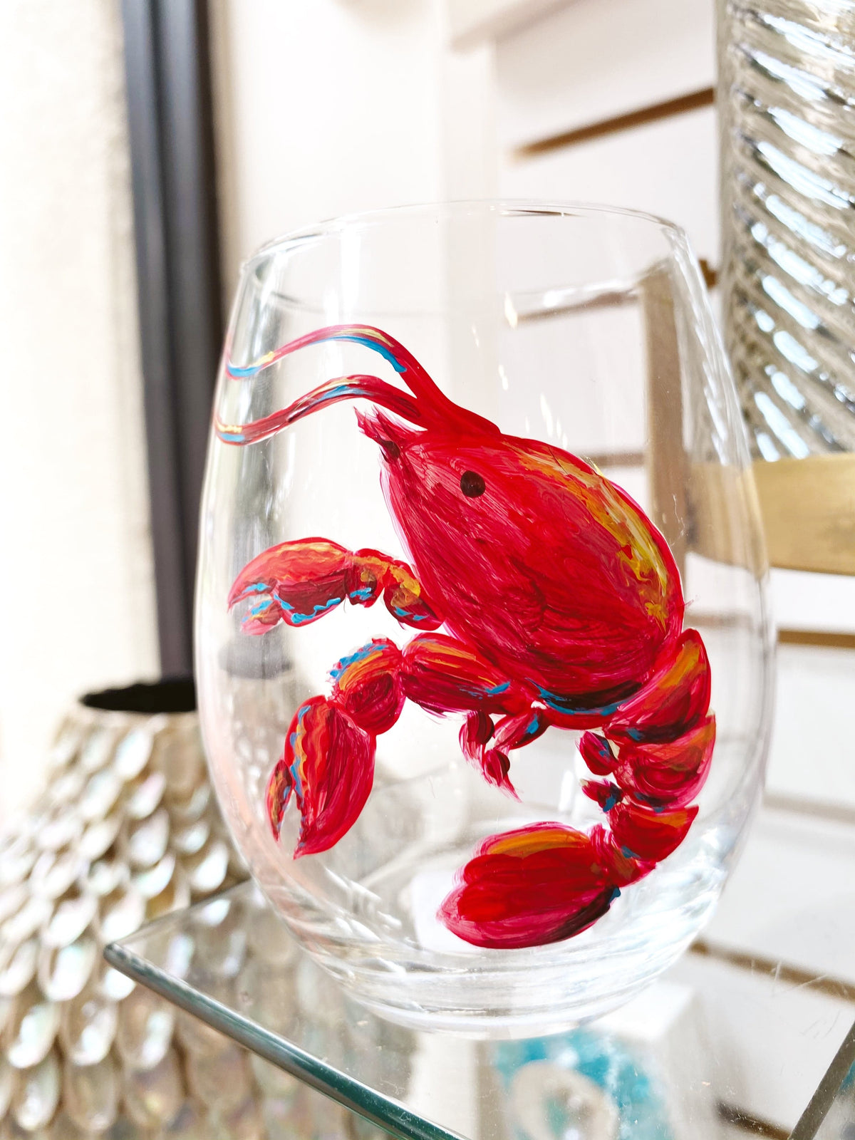 Michelle's Art Box Michelle's Art Box Crawfish Stemless Wine Glass - Little Miss Muffin Children & Home