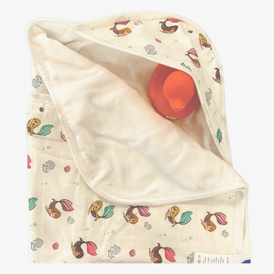 Nola Tawk Nola Tawk Swim with Mermaids Organic Muslin Hooded Towel - Little Miss Muffin Children & Home