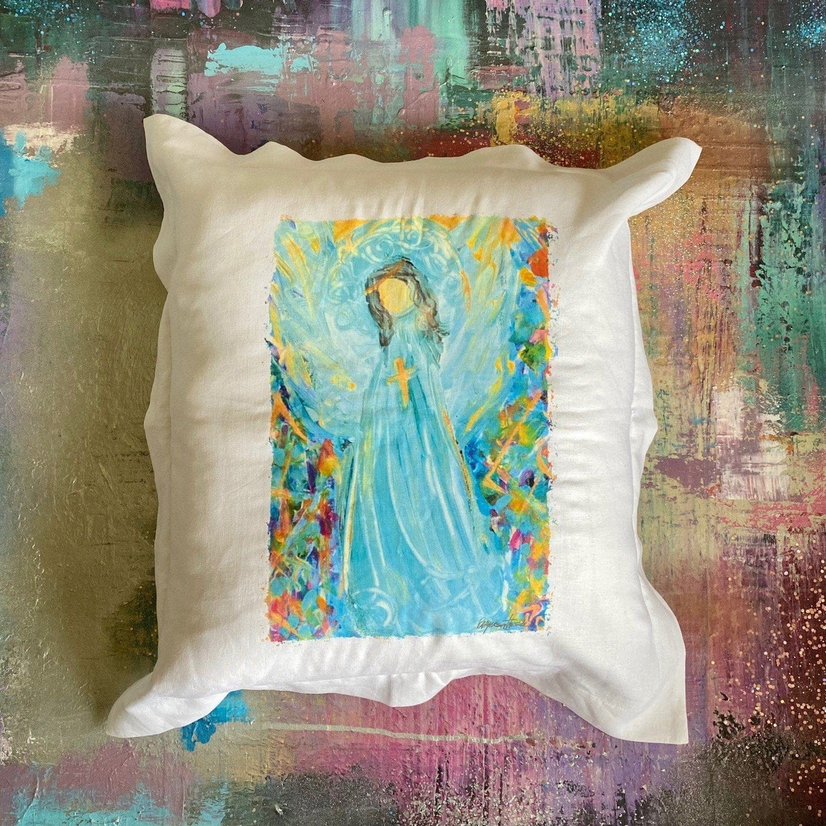 Whereable Art Whereable Art l'Ange de Lisieux Linen Euro Pillow - Little Miss Muffin Children & Home
