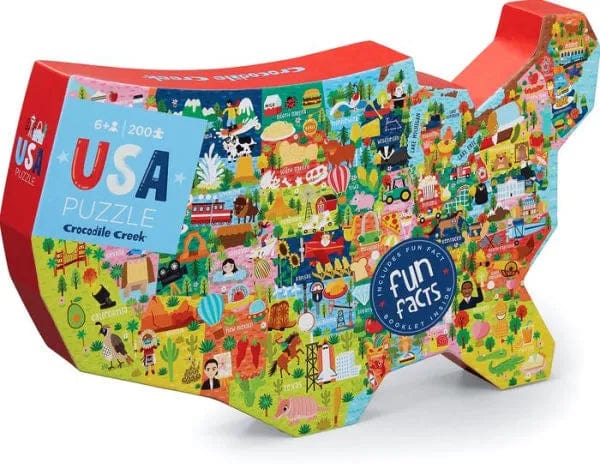 CRC - Crocodile Creek Crocodile Creek 200 Pc USA Shaped Box Puzzle - Little Miss Muffin Children & Home