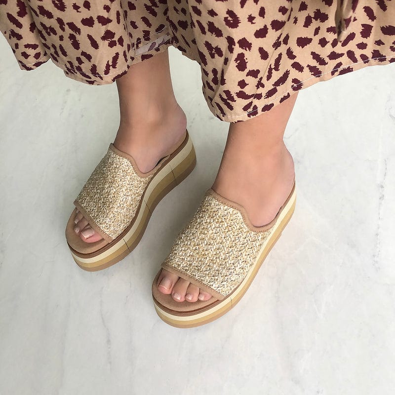 Consolidated /nicole Shoe Naked Feet Flocci Platform Sandal in Beige - Little Miss Muffin Children & Home