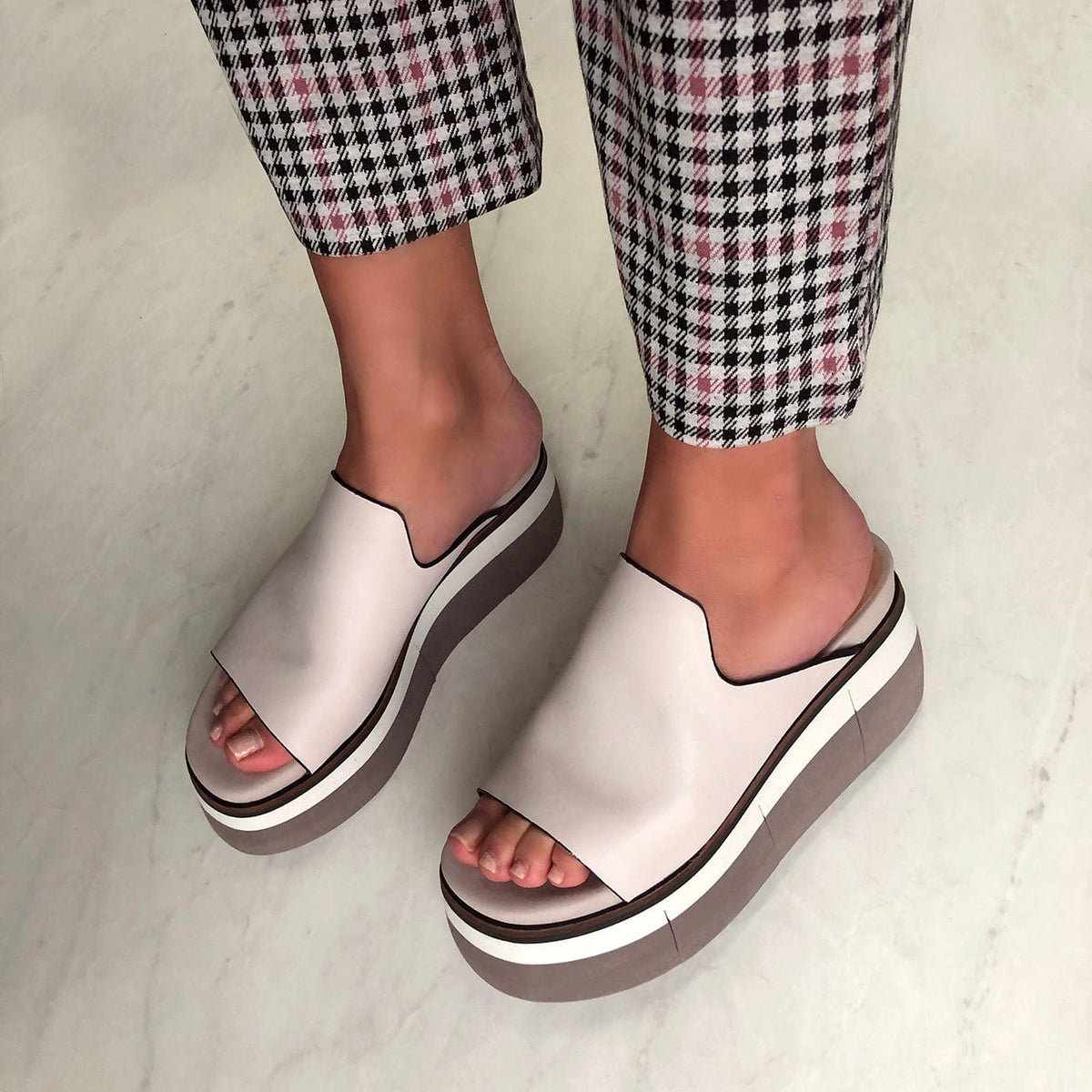 Naked Feet Naked Feet Flow Slide Sandal in Mist Leather - Little Miss Muffin Children & Home