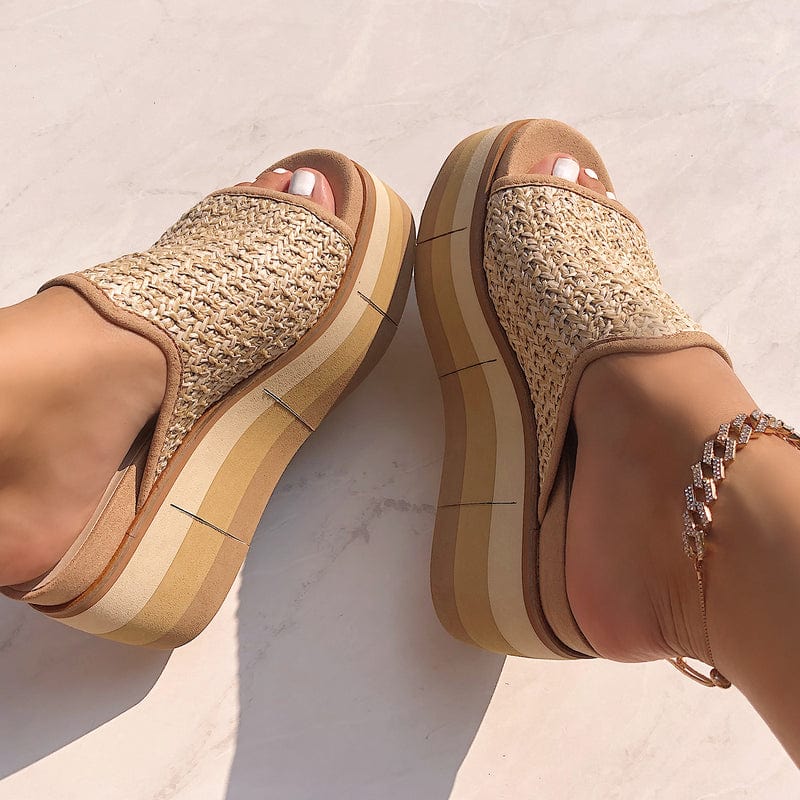 Consolidated /nicole Shoe Naked Feet Flocci Platform Sandal in Beige - Little Miss Muffin Children & Home