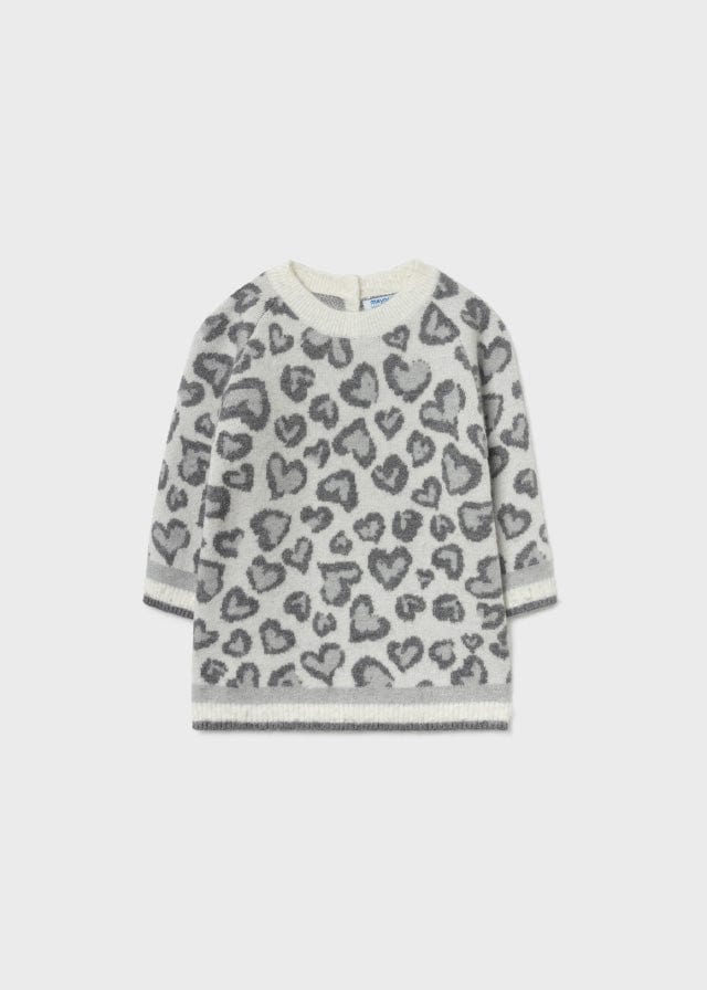 Mayoral Mayoral Tricot Heart Leopard Sweater Dress - Little Miss Muffin Children & Home