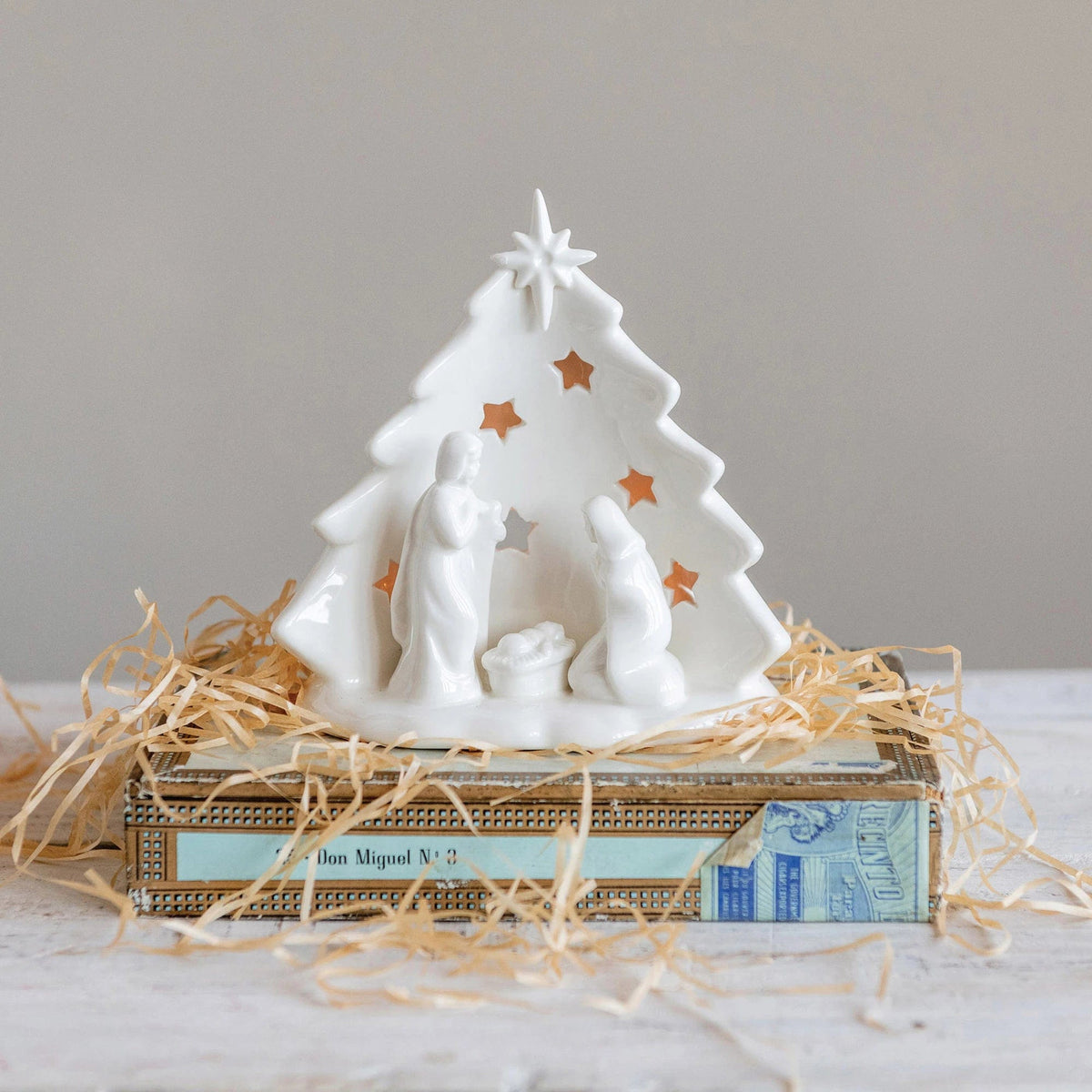 CCO - Creative Co-op Creative Co-op Stoneware Holy Family With Tree - Little Miss Muffin Children & Home