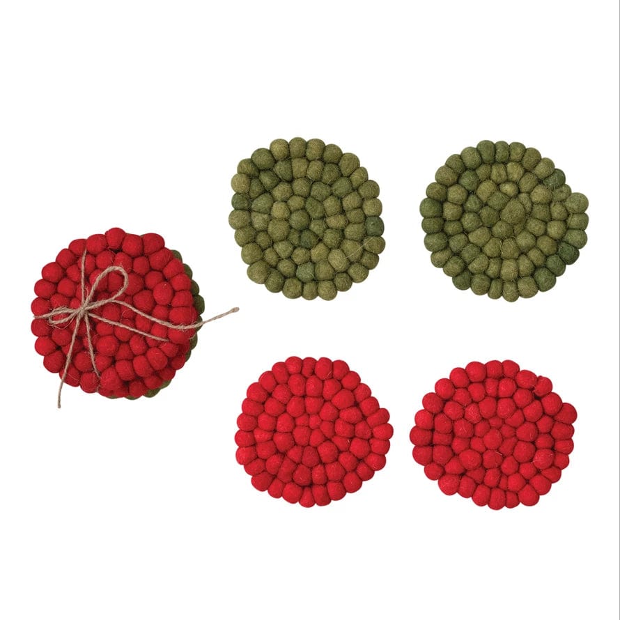 CCO - Creative Co-op Creative Co-op Handmade Wool Felt Coaster Set of 4 - Little Miss Muffin Children & Home