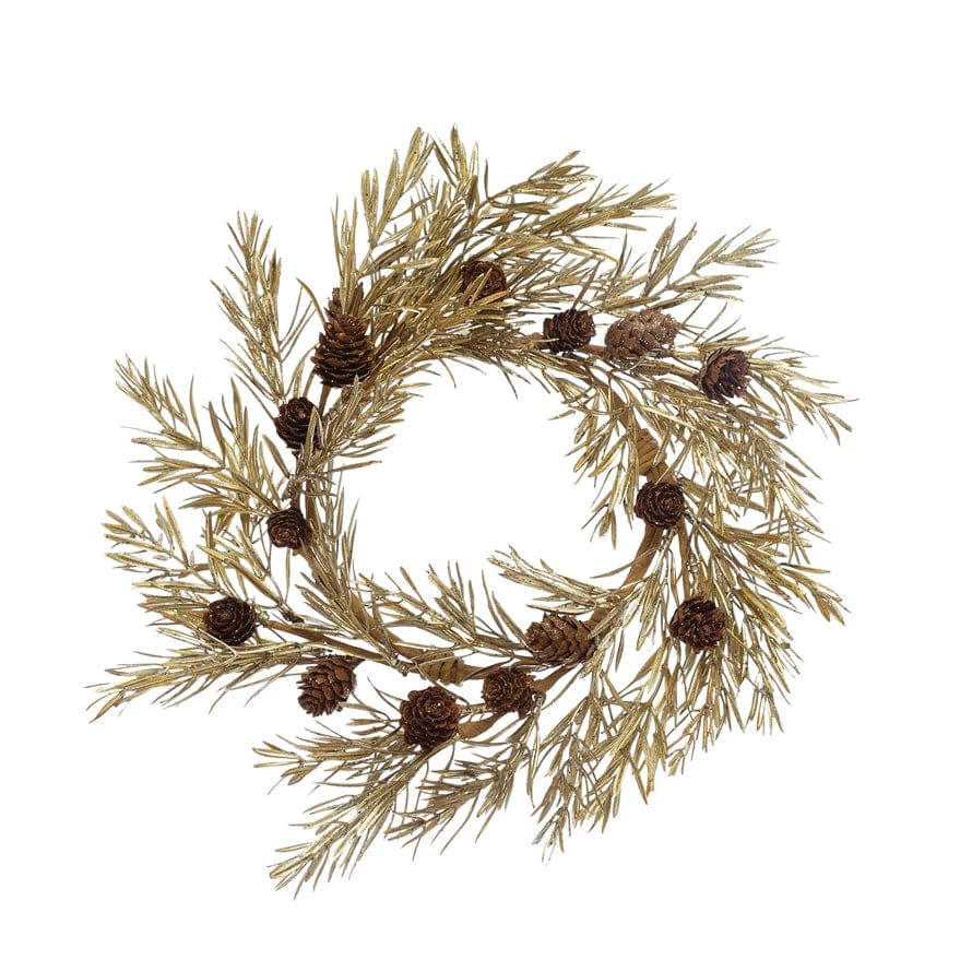 CCO - Creative Co-op Creative Co-op Faux Pine Wreath With Pinecones - Little Miss Muffin Children & Home