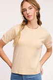La Miel La Miel Short Sleeve Knit Sweater in Soy Latte - Little Miss Muffin Children & Home