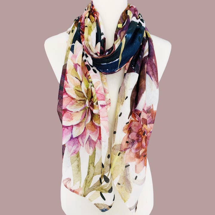 JC Sunny Fashion JC Sunny Burgundy-Multi Floral Scarf - Little Miss Muffin Children & Home