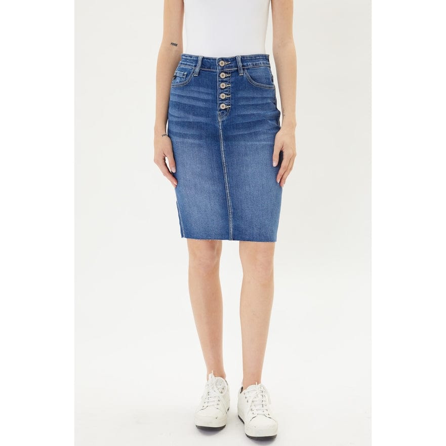 Kancan Kancan Button Fly Midi Denim Skirt - Little Miss Muffin Children & Home