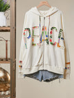 Flower Fabric Hooded Sweatshirt