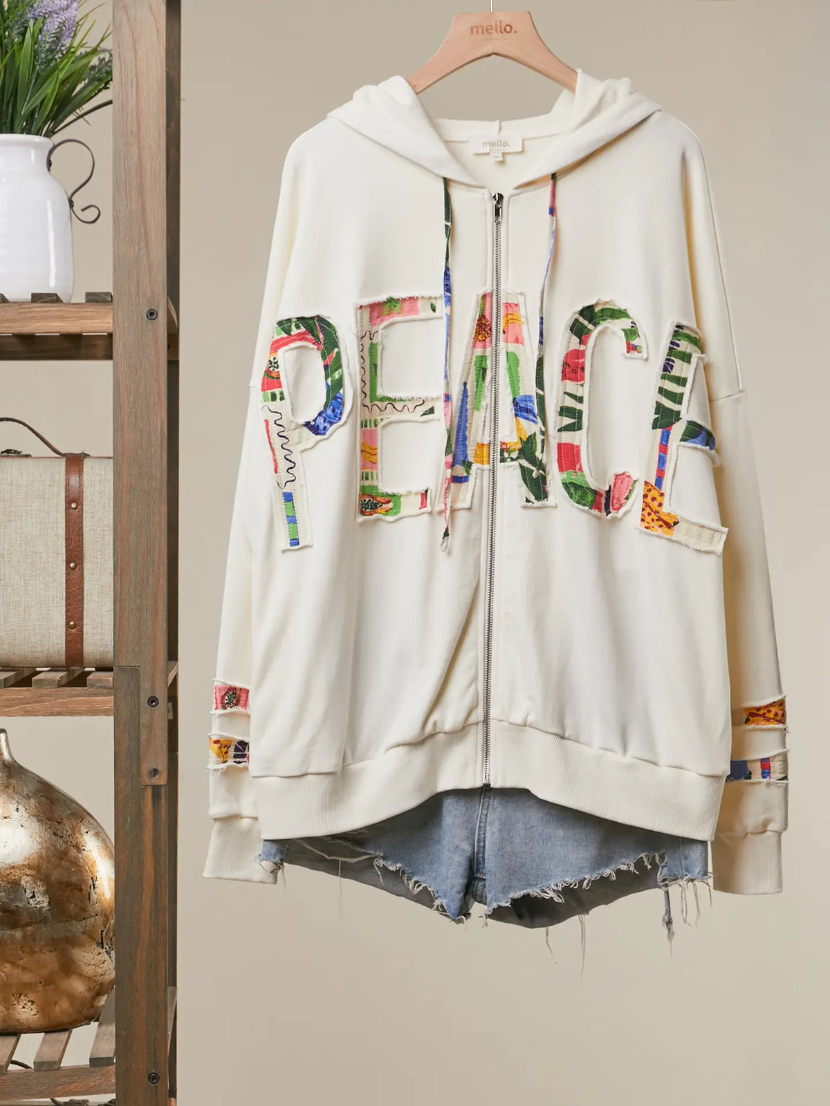Flower Fabric Hooded Sweatshirt