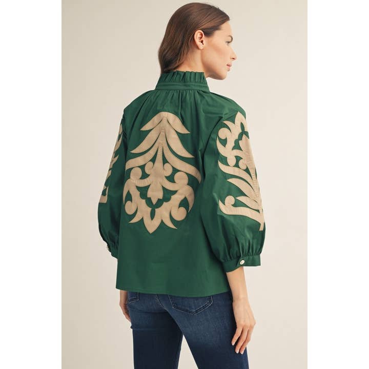 Style USA Baroque Applique Detail Top, 2 Available Colors - Little Miss Muffin Children & Home