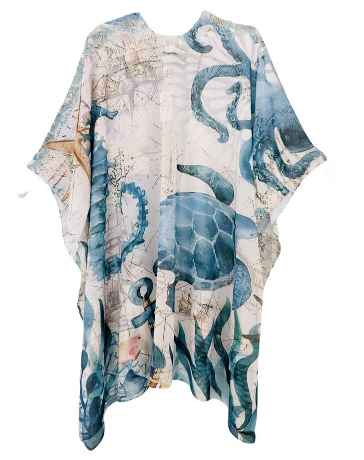 JC Sunny Fashion Sea Turtle, Seahorse & Octopus Ocean Spirit Kimono - Little Miss Muffin Children & Home