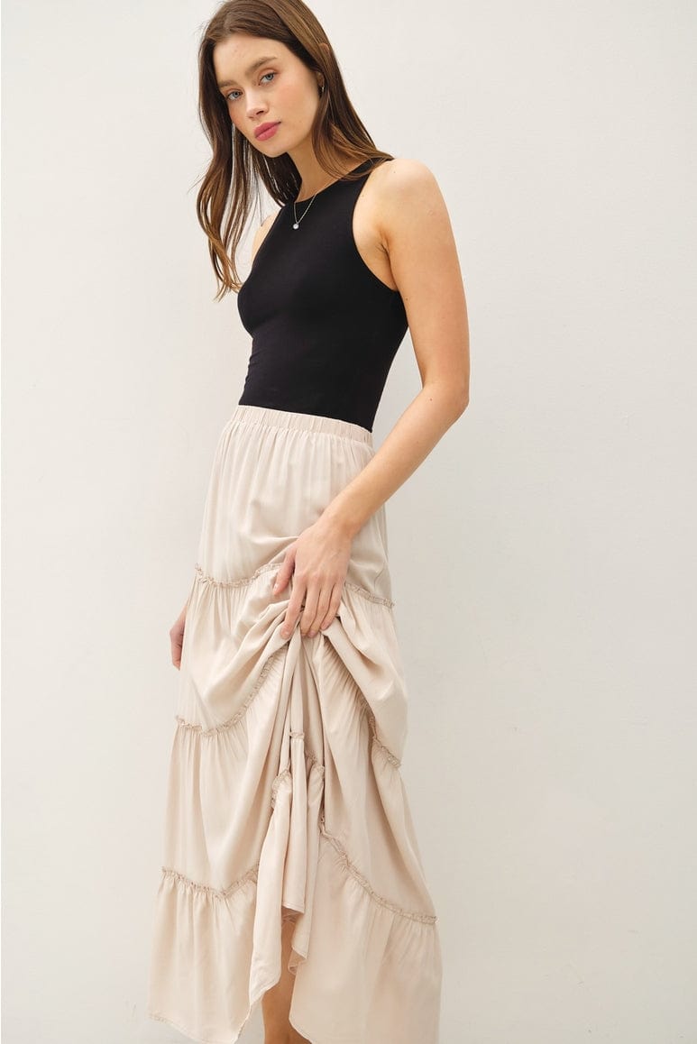 Be Cool Be Cool Tiered Maxi Skirt in Stone - Little Miss Muffin Children & Home