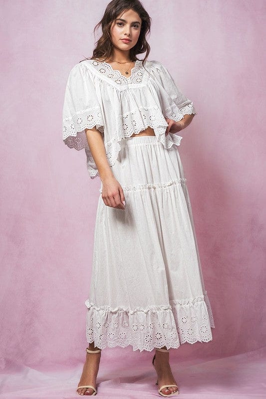 Fashion Week Flowing Hollow Laced Blouse in White - Little Miss Muffin Children & Home