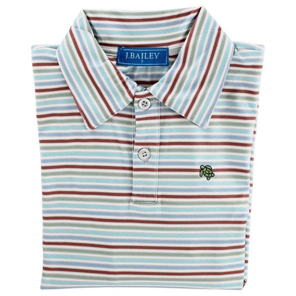 Bailey Boys Bailey Boys Harry Long Sleeve Striped Performance Polo Rust - Little Miss Muffin Children & Home