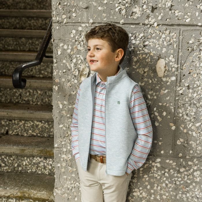 Bailey Boys Bailey Boys Harry Long Sleeve Striped Performance Polo Rust - Little Miss Muffin Children & Home